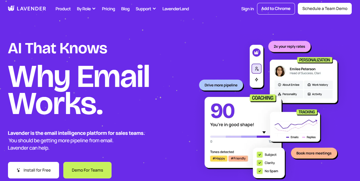 Lavendar AI email writing software