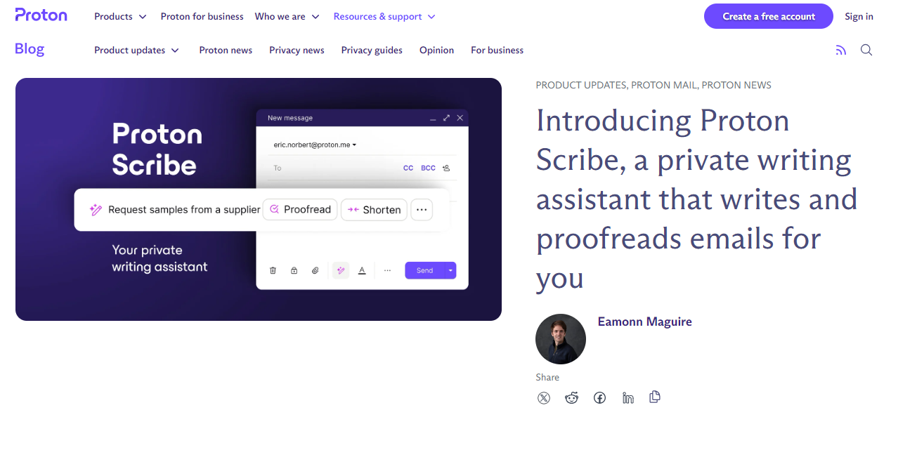 Proton Scribe email writing software